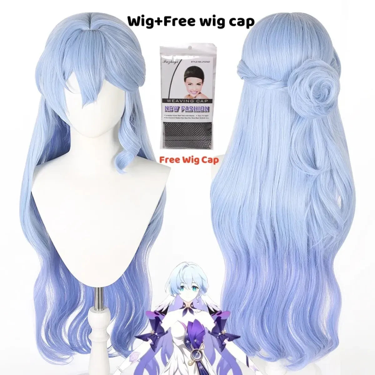 Long Wavy Ice Blue Anime Cosplay Wig - Anime - Hair Accessories - 7