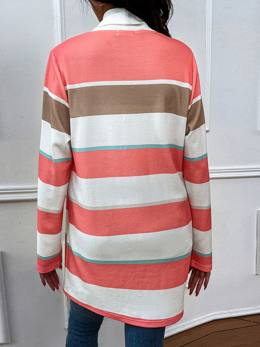 Striped Open Front Longline Cardigan - Women’s Clothing & Accessories - Shirts & Tops - 2 - 2024