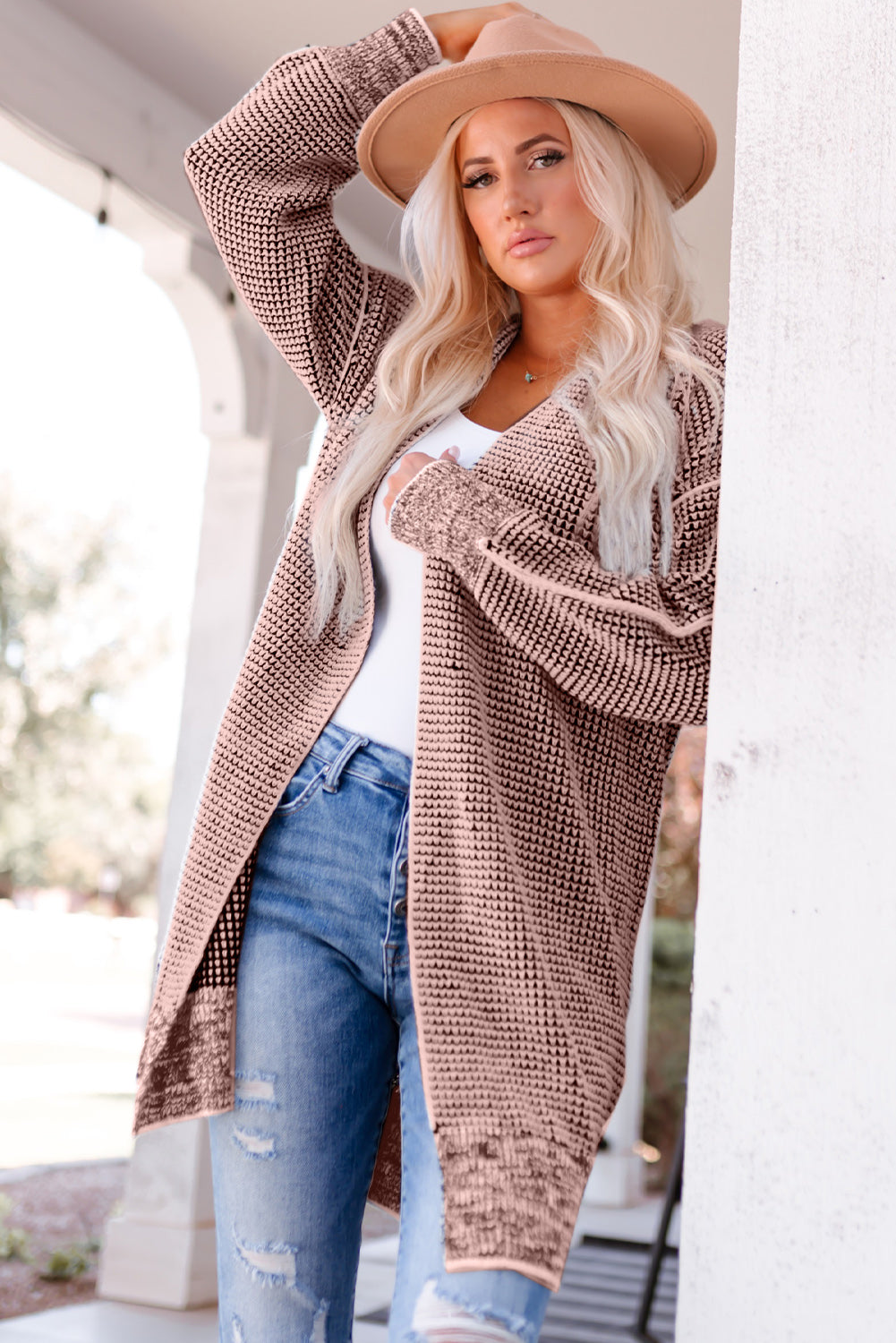 Heathered Open Front Longline Cardigan - Women’s Clothing & Accessories - Shirts & Tops - 11 - 2024