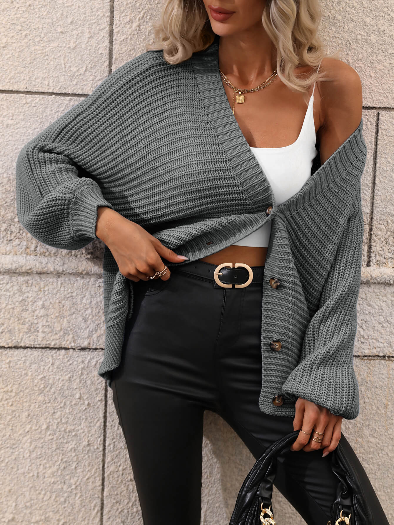 Button Down Horizontal-Ribbing Longline Cardigan - Women’s Clothing & Accessories - Shirts & Tops - 18 - 2024