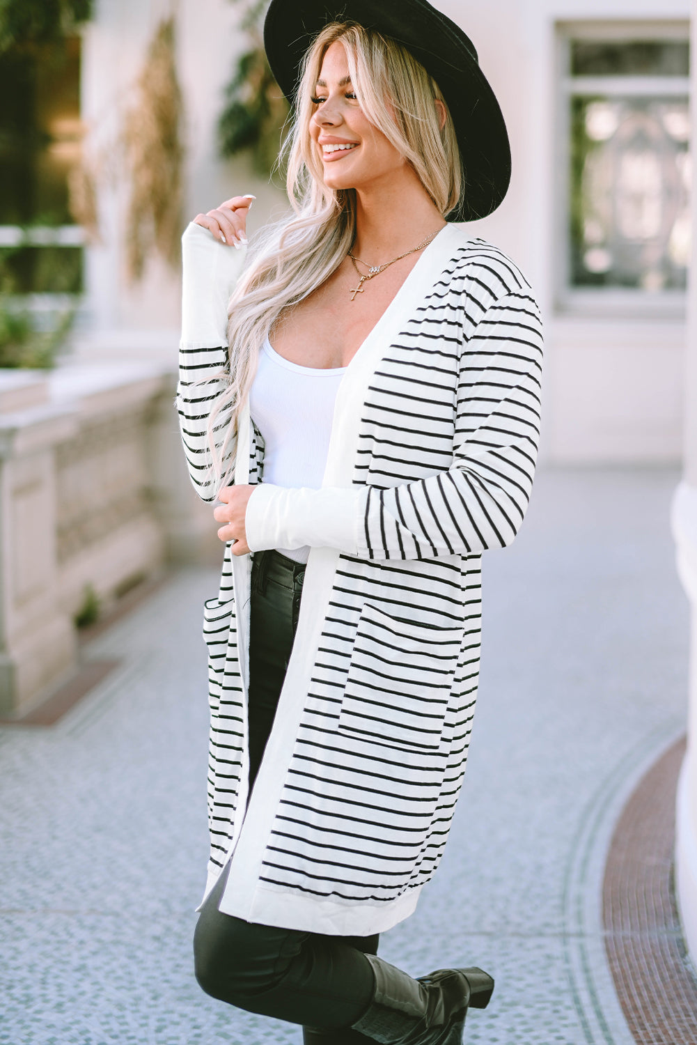 Striped Open Front Longline Cardigan - Women’s Clothing & Accessories - Shirts & Tops - 3 - 2024