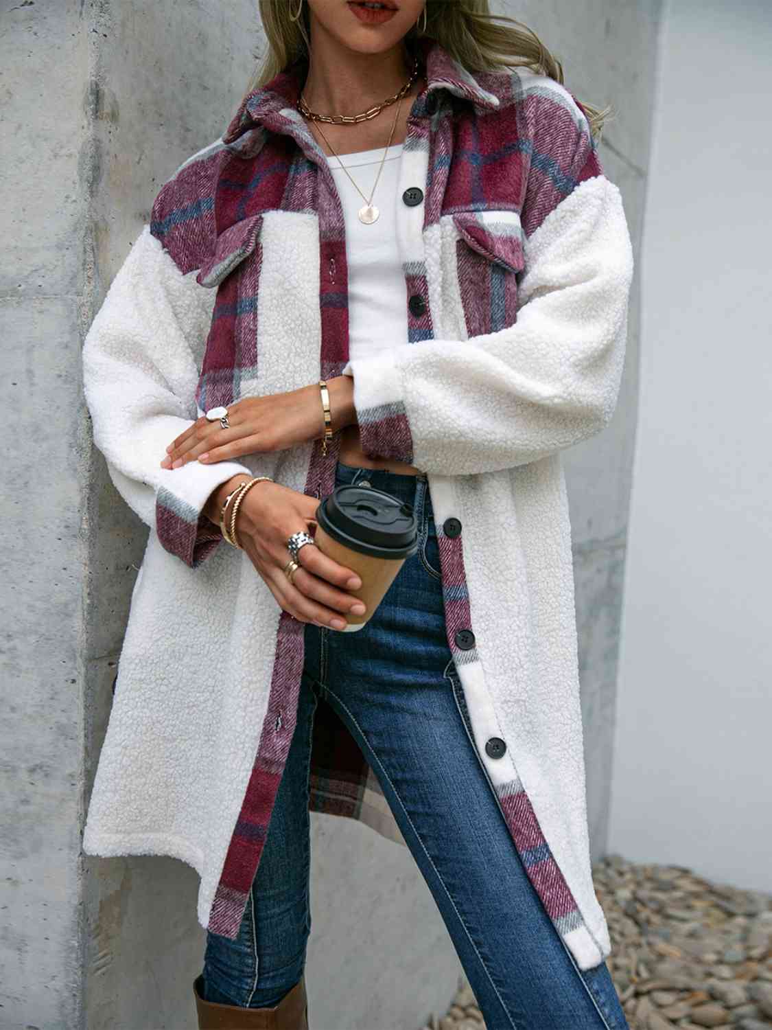 Plaid Dropped Shoulder Longline Coat - Jackets - Coats & Jackets - 8 - 2024