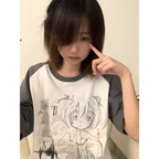 Loose Fit Cartoon Print T-Shirt Harajuku - T-Shirts - Women T-shirts - 1