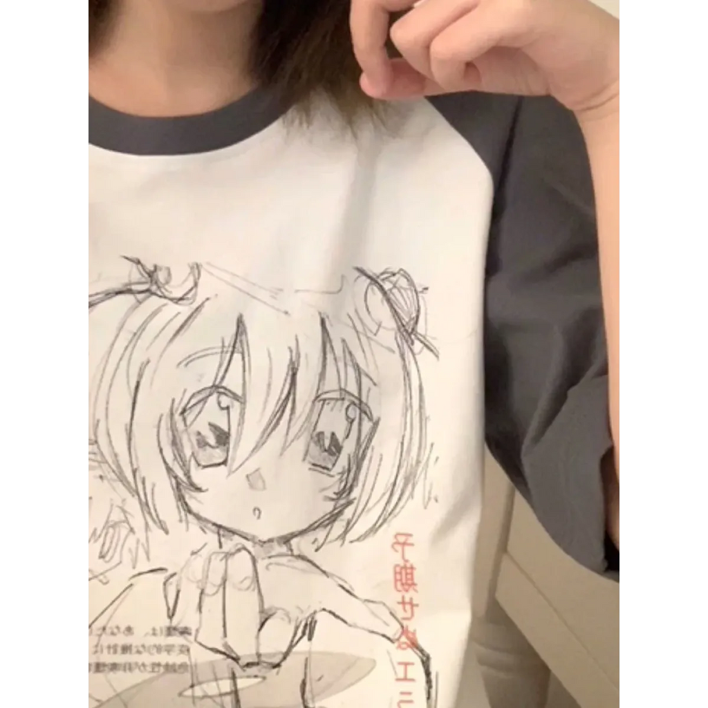 Loose Fit Cartoon Print T-Shirt Harajuku - T-Shirts - Women T-shirts - 6
