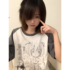 Loose Fit Cartoon Print T-Shirt Harajuku - T-Shirts - Women T-shirts - 8