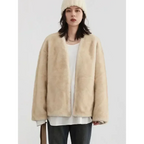 Plush V-Neck Loose Fit Jacket - Jackets & Coats - Jacket - 4