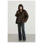 Plush V-Neck Loose Fit Jacket - Jackets & Coats - Jacket - 1