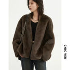 Plush V-Neck Loose Fit Jacket - Jackets & Coats - Jacket - 7