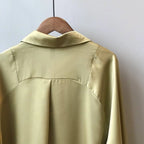 Loose Satin V-Neck Blouse – Soft Minimalist Style - Women’s - 27