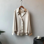 Loose Satin V-Neck Blouse – Soft Minimalist Style - Women’s - 5