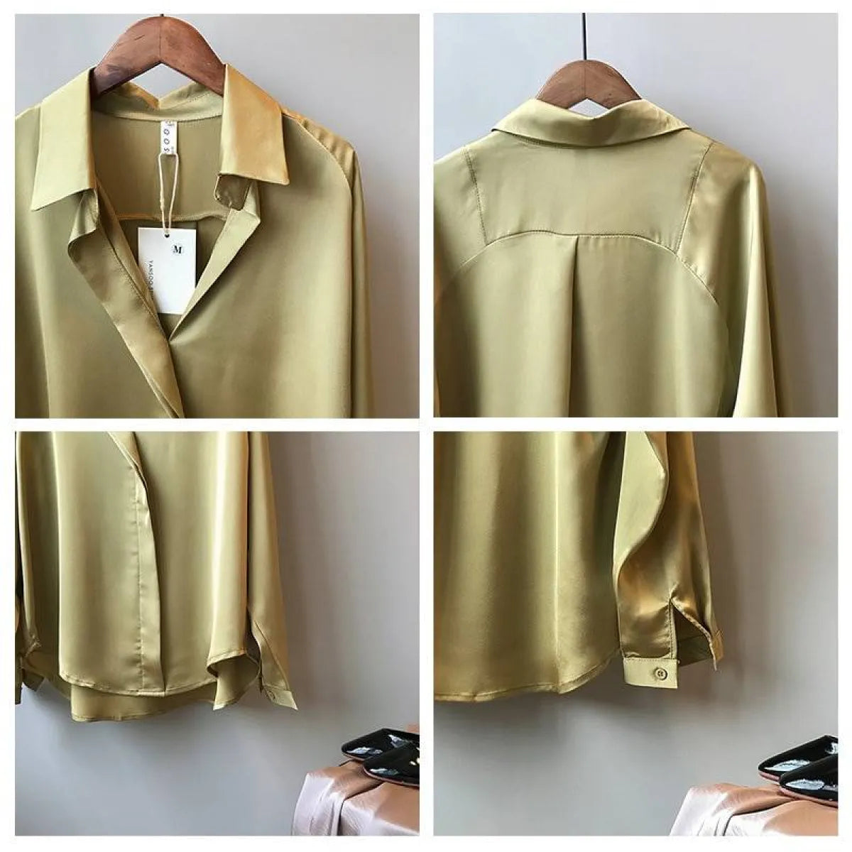 Loose Satin V-Neck Blouse – Soft Minimalist Style - Women’s - 7