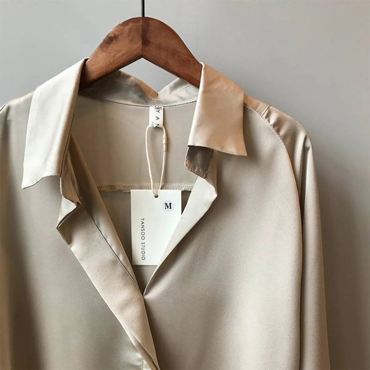 Loose Satin V-Neck Blouse – Soft Minimalist Style - Women’s - 30