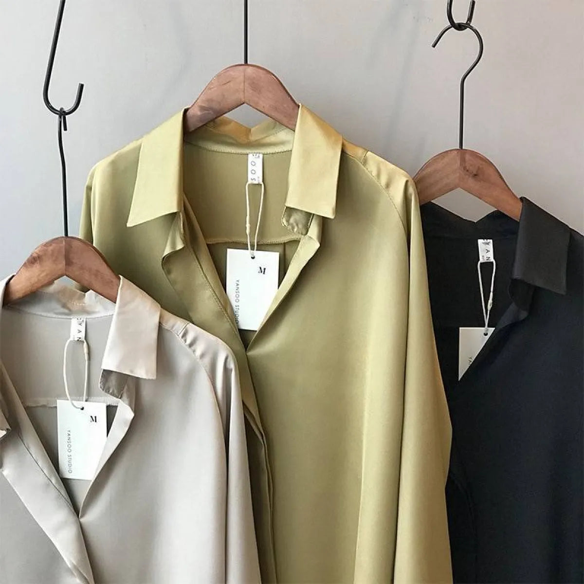 Loose Satin V-Neck Blouse – Soft Minimalist Style - Women’s - 25