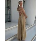 Loose Sleeveless Maxi Beach Dress: Off-Shoulder Crochet Cut-Out Design - All Dresses - 2