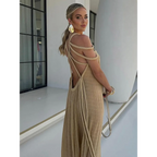 Loose Sleeveless Maxi Beach Dress: Off-Shoulder Crochet Cut-Out Design - All Dresses - 4