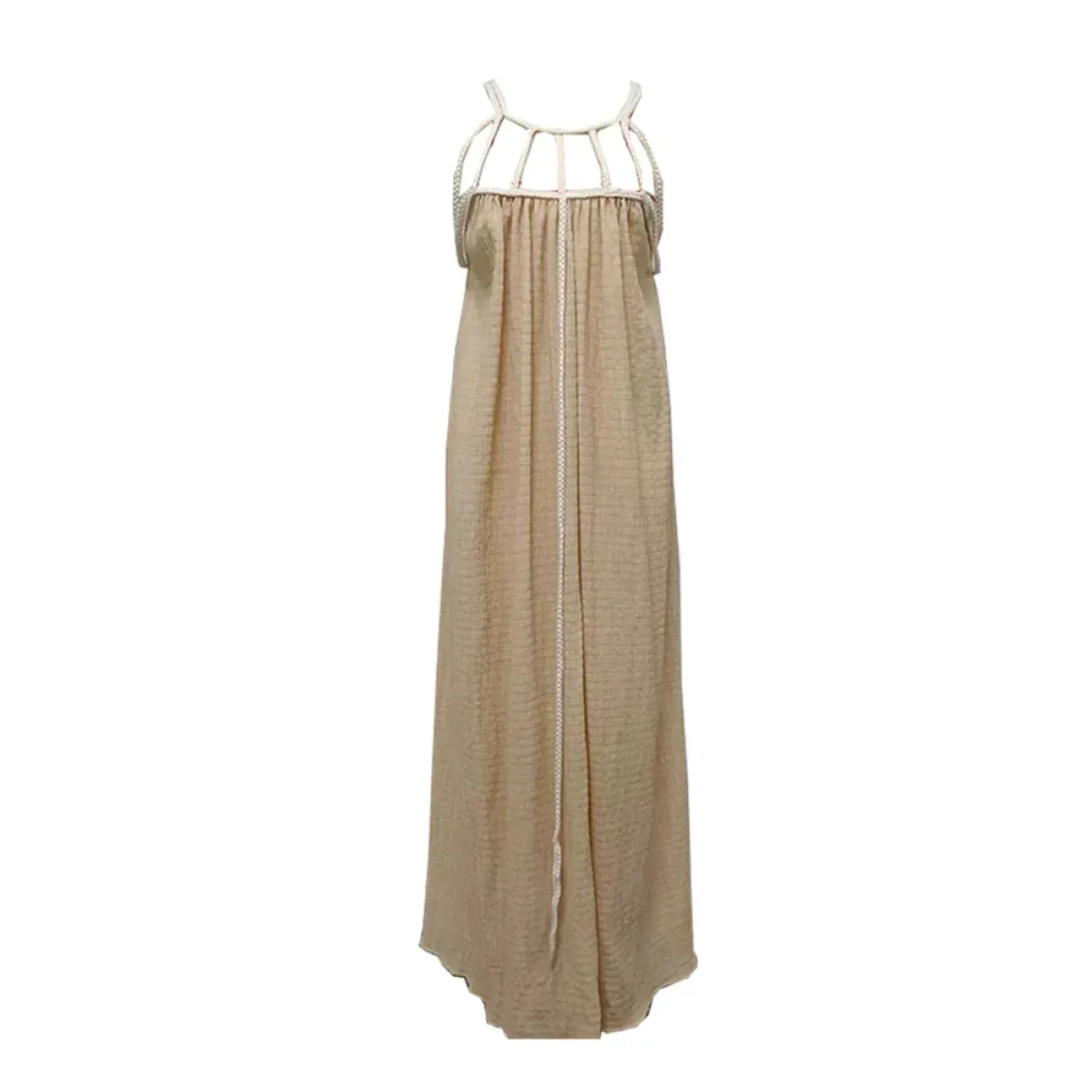 Loose Sleeveless Maxi Beach Dress: Off-Shoulder Crochet Cut-Out Design - All Dresses - 6