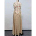 Loose Sleeveless Maxi Beach Dress: Off-Shoulder Crochet Cut-Out Design - All Dresses - 8