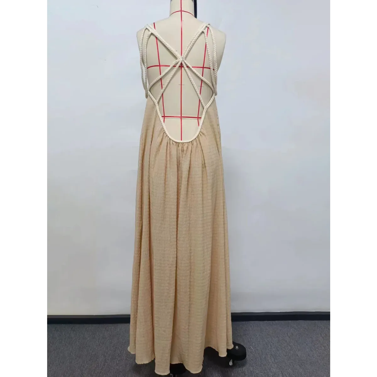 Loose Sleeveless Maxi Beach Dress: Off-Shoulder Crochet Cut-Out Design - All Dresses - 8