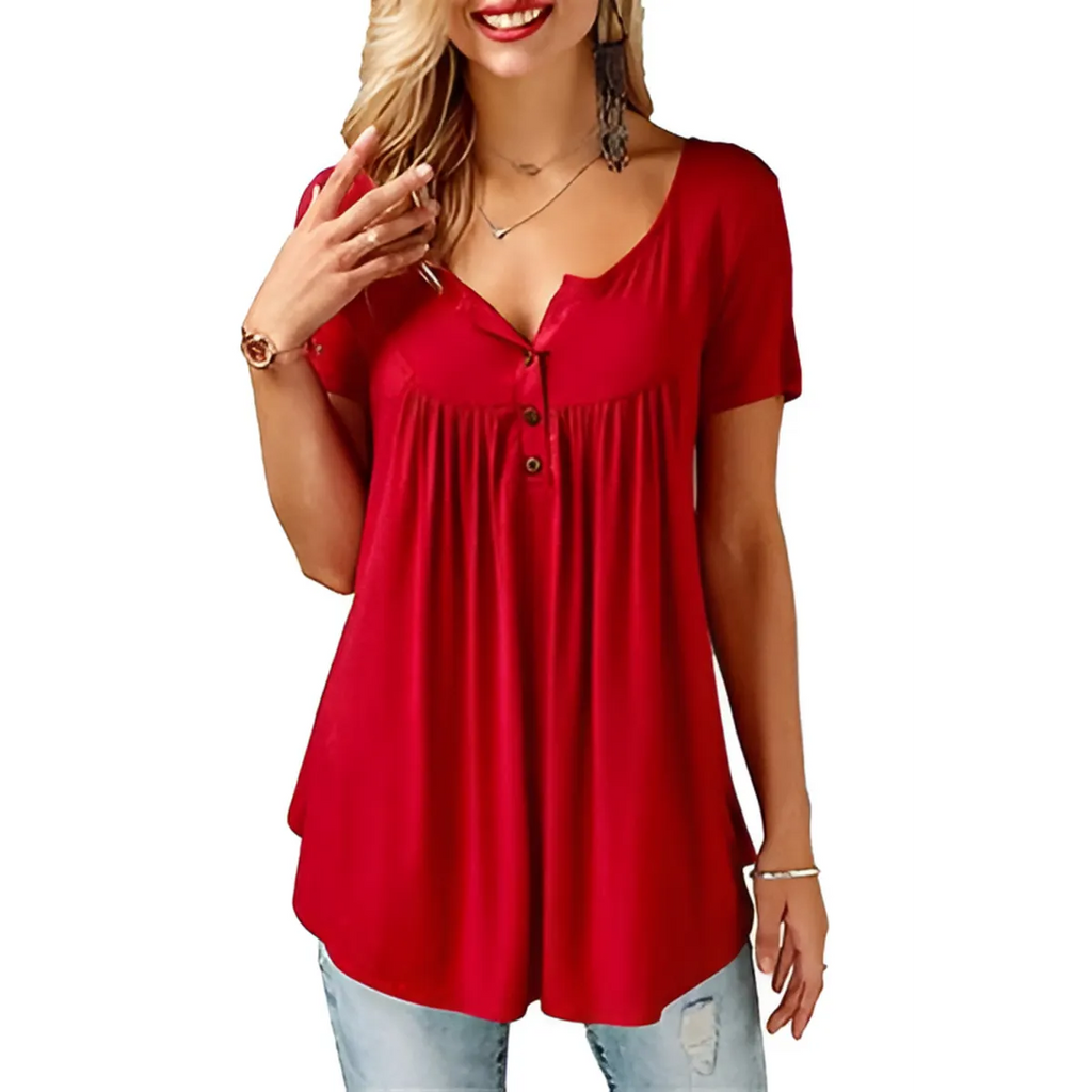 Women’s Loose Summer V-Neck T-Shirt - T-Shirts - 11