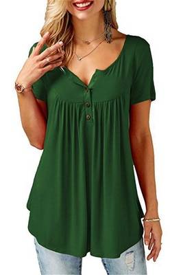 Women’s Loose Summer V-Neck T-Shirt - Green / M - T-Shirts - Shirts & Tops - 13 - 2024