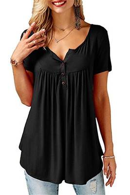 Women’s Loose Summer V-Neck T-Shirt - Black / M - T-Shirts - Shirts & Tops - 14 - 2024