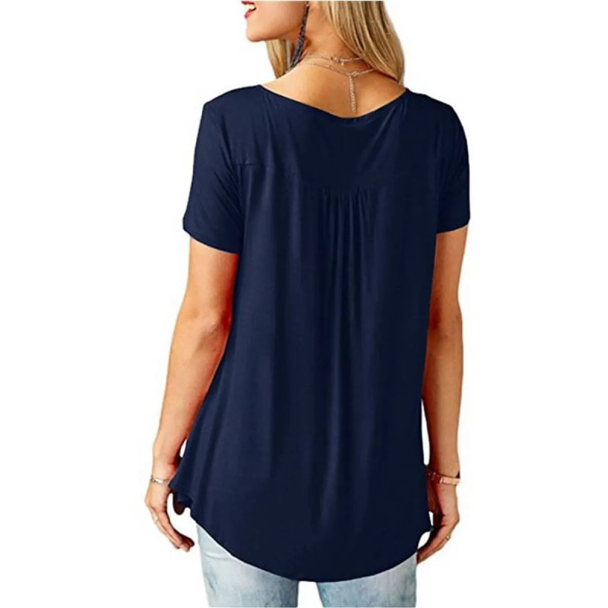 Women’s Loose Summer V-Neck T-Shirt - T-Shirts - 4