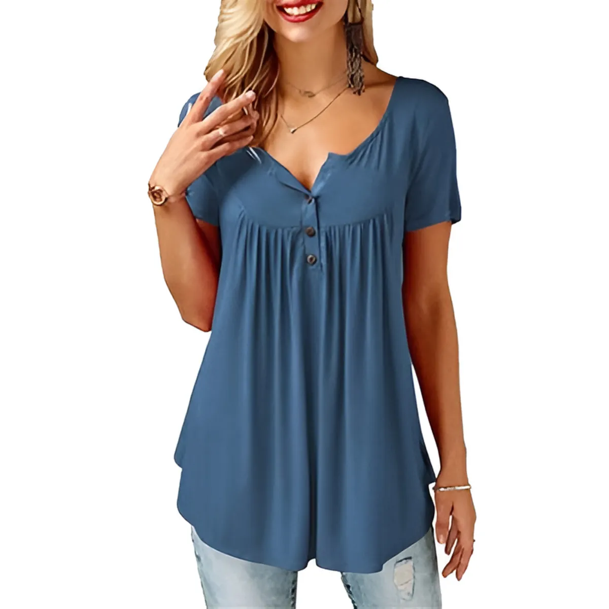 Women’s Loose Summer V-Neck T-Shirt - Best Sellers - 5