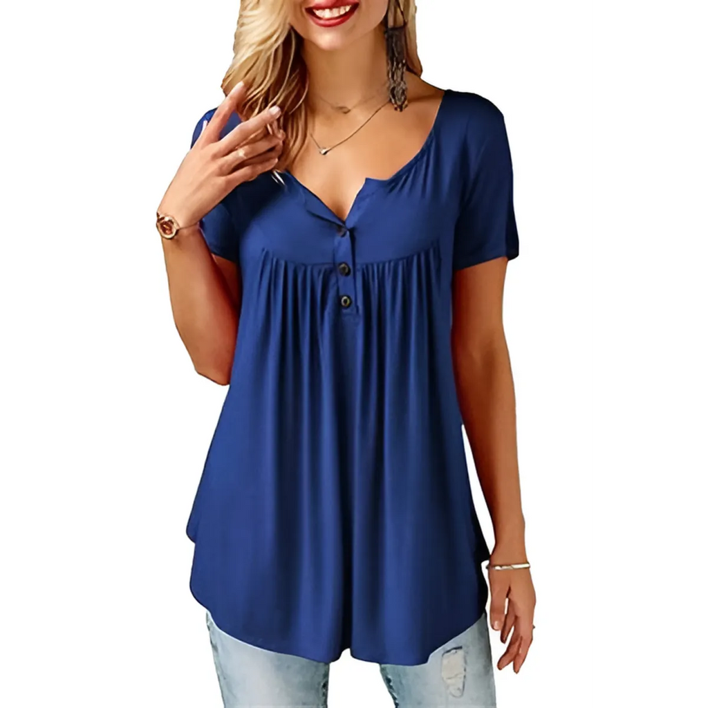 Women’s Loose Summer V-Neck T-Shirt - T-Shirts - 6