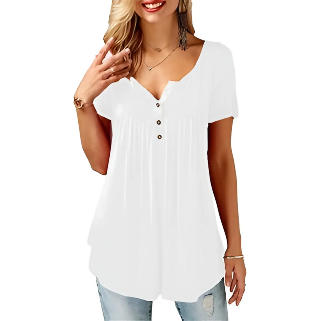 Women’s Loose Summer V-Neck T-Shirt - T-Shirts - 8