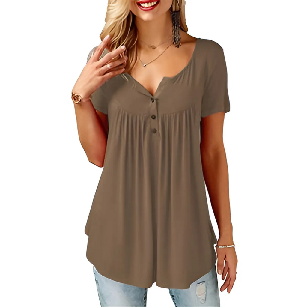 Women’s Loose Summer V-Neck T-Shirt - T-Shirts - 9