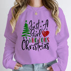 ’Just A Girl Who Loves Christmas’ Round Neck Sweatshirt - T-Shirts - Round - Sweaters - 14