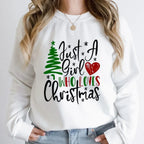 ’Just A Girl Who Loves Christmas’ Round Neck Sweatshirt - T-Shirts - Round - Sweaters - 3