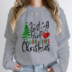 ’Just A Girl Who Loves Christmas’ Round Neck Sweatshirt - T-Shirts - Round - Sweaters - 10