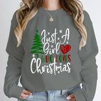 ’Just A Girl Who Loves Christmas’ Round Neck Sweatshirt - T-Shirts - Round - Sweaters - 7