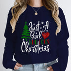 ’Just A Girl Who Loves Christmas’ Round Neck Sweatshirt - T-Shirts - Round - Sweaters - 9