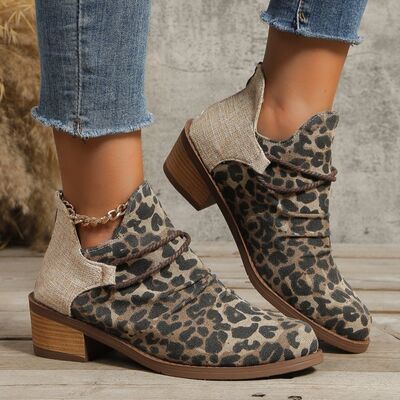 Contrast Canvas Low Heel Boots - Accessories - Shoes - 3 - 2024