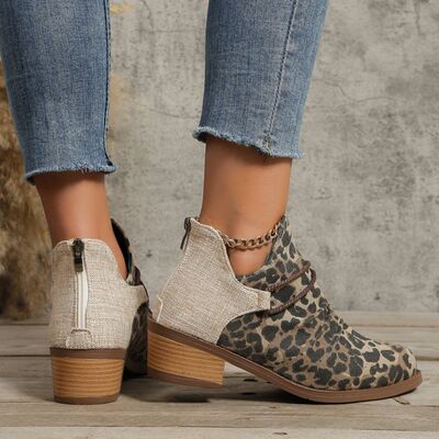 Contrast Canvas Low Heel Boots - Accessories - Shoes - 5 - 2024