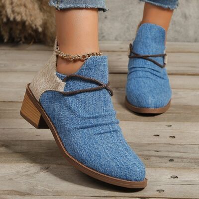 Contrast Canvas Low Heel Boots - Blue / 4 - Accessories - Shoes - 7 - 2024