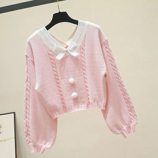 Lucy Lou Style Knit Crop Sweater - Pink / One Size - Sweaters - Shirts & Tops - 6 - 2024