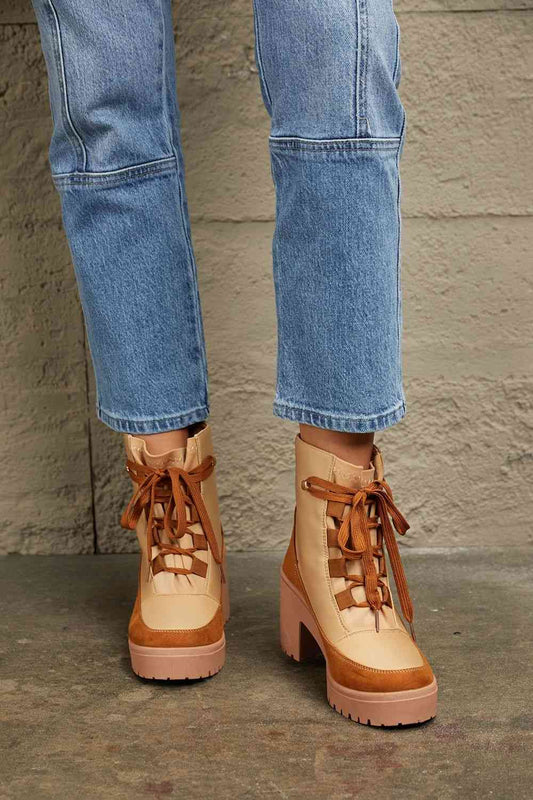 Lace Up Lug Booties - Tan / 6 - All Products - Shoes - 1 - 2024