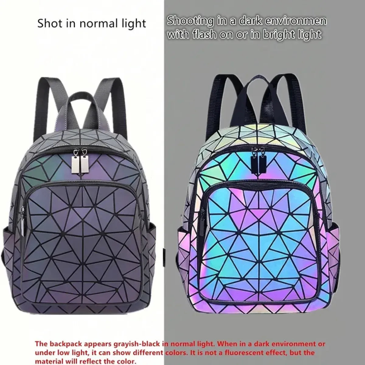 Luminous Holographic Geometric Backpack - Women Bags & Wallets - Backpack - 5