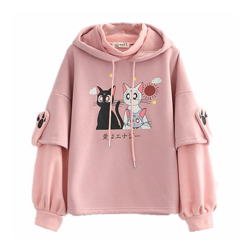 Luna Cat Kawaii Harajuku Fleece Hoodie - Purple / One Size - Hoodies & Sweatshirts - Shirts & Tops - 7 - 2024