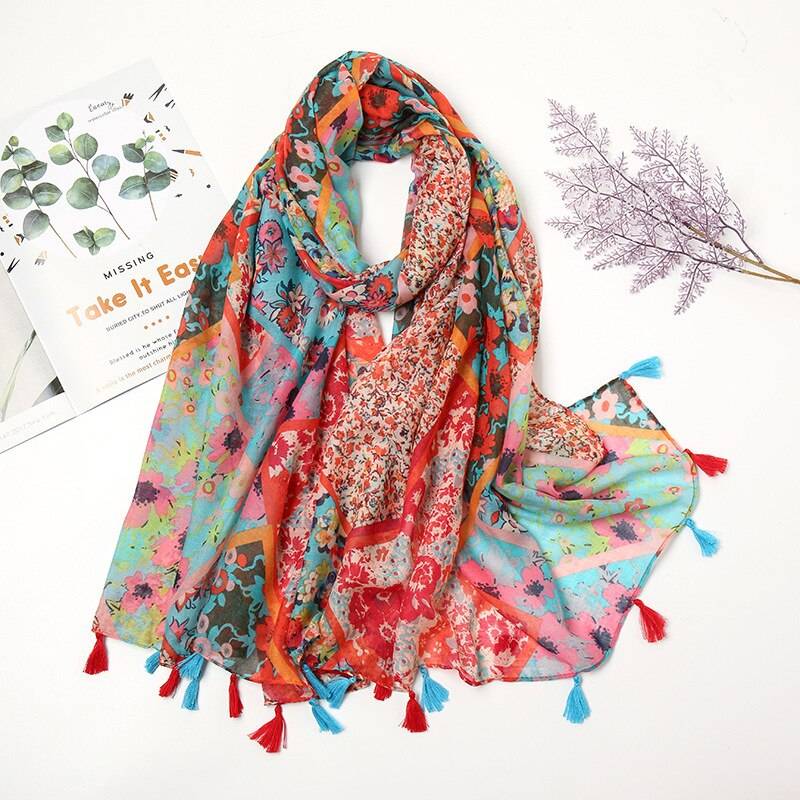 Luxury Aztec Floral Scarves - Women’s Clothing & Accessories - Scarves - 22 - 2024