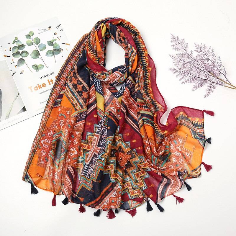 Luxury Aztec Floral Scarves - Women’s Clothing & Accessories - Scarves - 25 - 2024