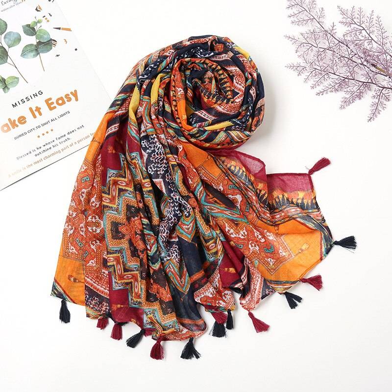 Luxury Aztec Floral Scarves - Women’s Clothing & Accessories - Scarves - 26 - 2024