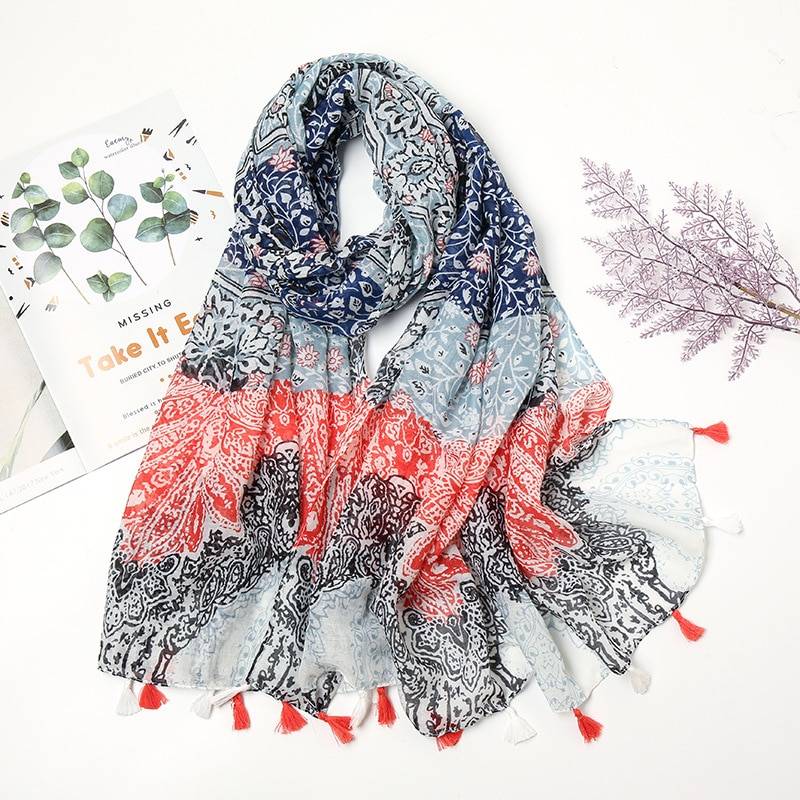 Luxury Aztec Floral Scarves - Punch - Women’s Clothing & Accessories - Scarves - 33 - 2024