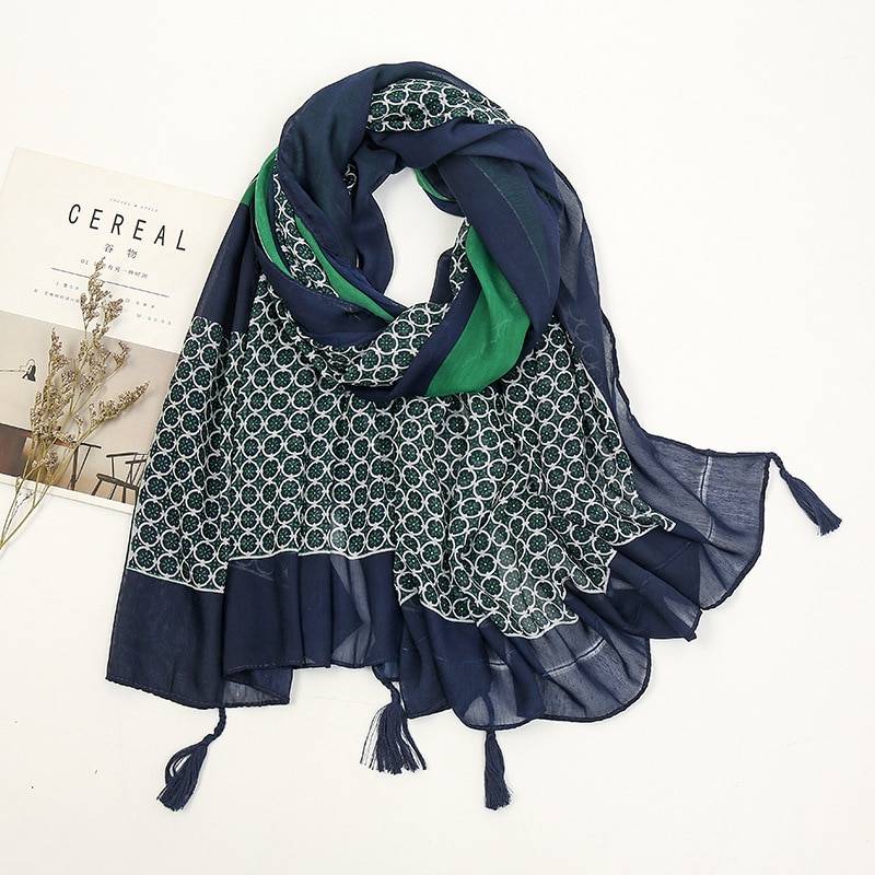 Luxury Aztec Floral Scarves - Green - Women’s Clothing & Accessories - Scarves - 35 - 2024