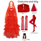 Lydia Deetz Red Wedding Dress Costume – Beetlejuice Outfit Set - All Dresses - Long - Cosplay - 9