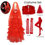 Lydia Deetz Red Wedding Dress Costume – Beetlejuice Outfit Set - All Dresses - Long - Cosplay - 8