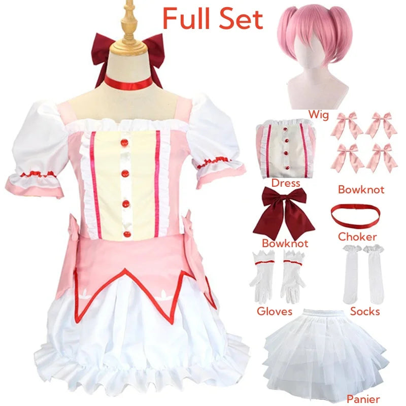 Madoka Kaname Cosplay Costume – Puella Magi Dress with Wig - S / Costume Full Set - All Dresses - Costumes - 2024